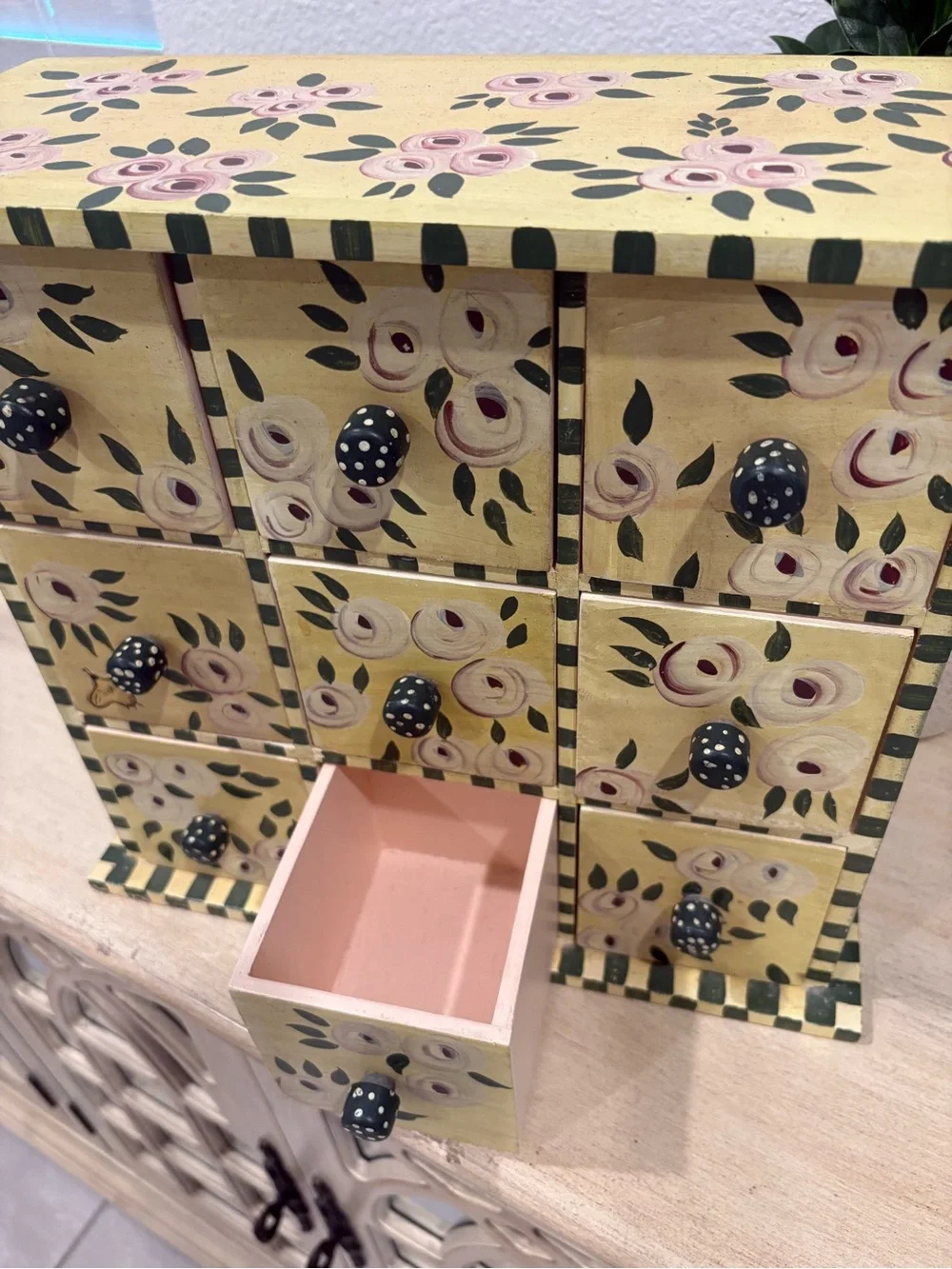 Custom Hand-Painted Floral Jewelry Drawer Organizer Box